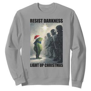 Frogs Resist Christmas Sweatshirt Funny Portland Protest ICE Activist Meme TS14 Sport Gray Print Your Wear