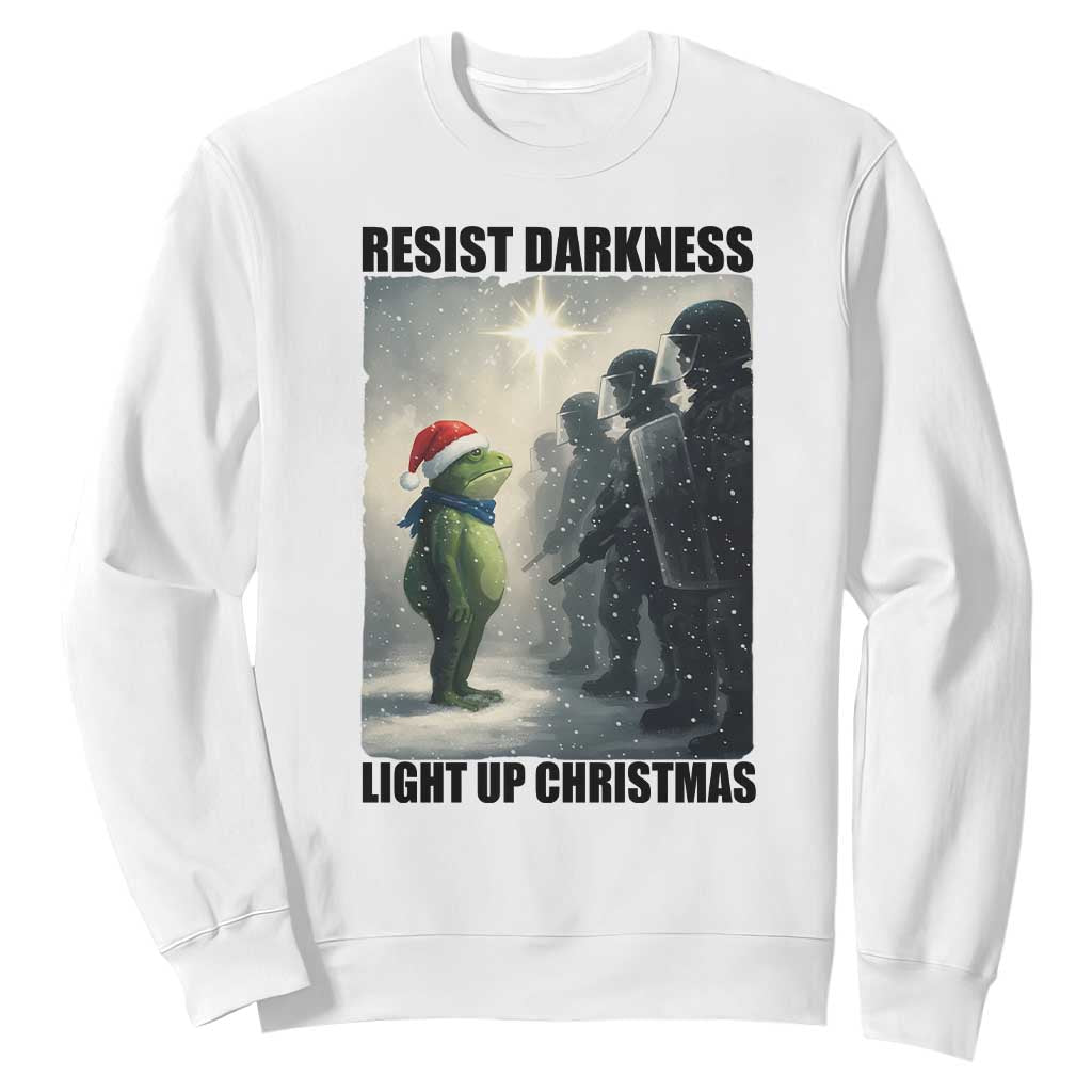 Frogs Resist Christmas Sweatshirt Funny Portland Protest ICE Activist Meme TS14 White Print Your Wear