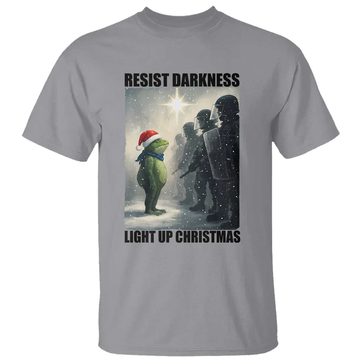 Frogs Resist Christmas T Shirt Funny Portland Protest ICE Activist Meme TS14 Sport Gray Print Your Wear