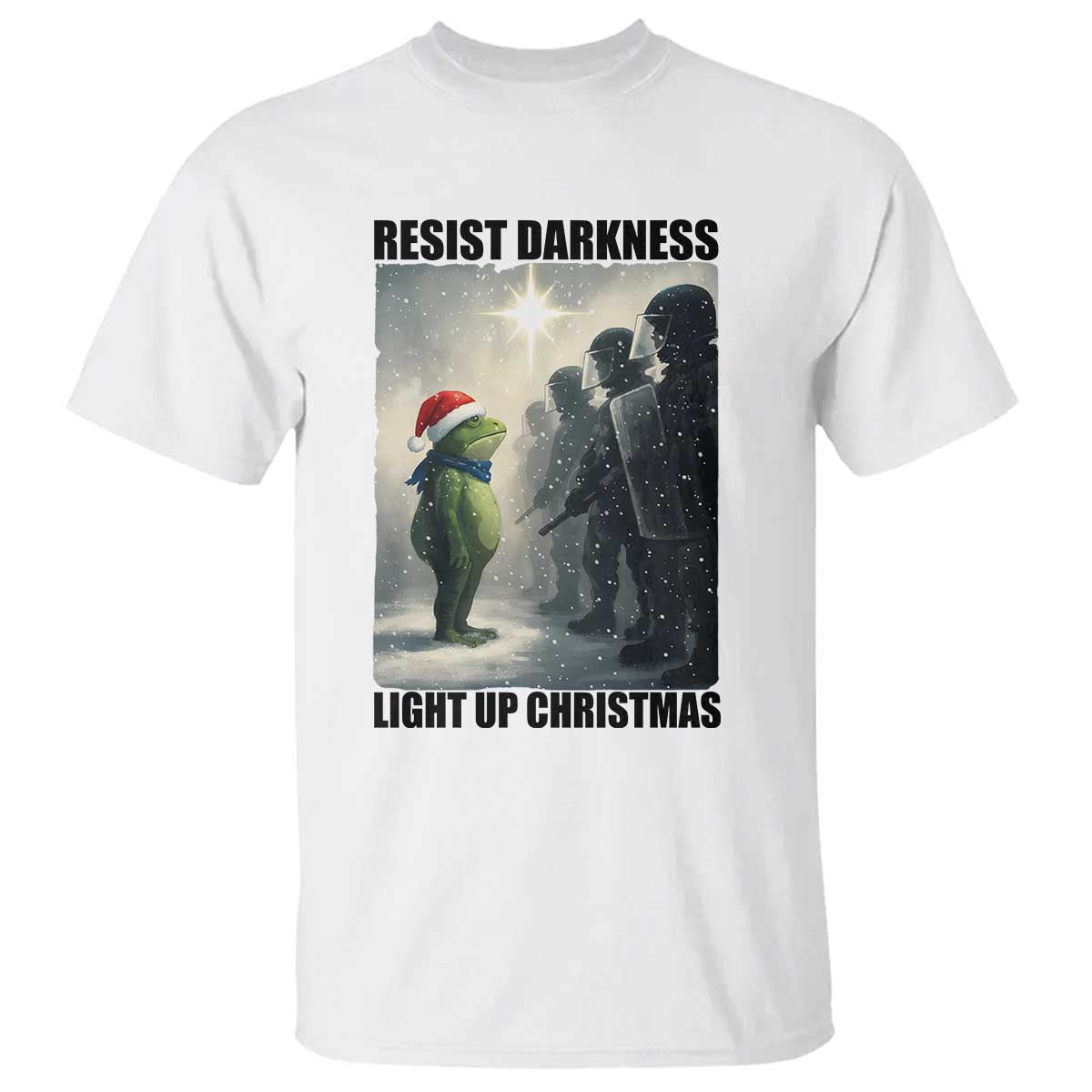 Frogs Resist Christmas T Shirt Funny Portland Protest ICE Activist Meme TS14 White Print Your Wear