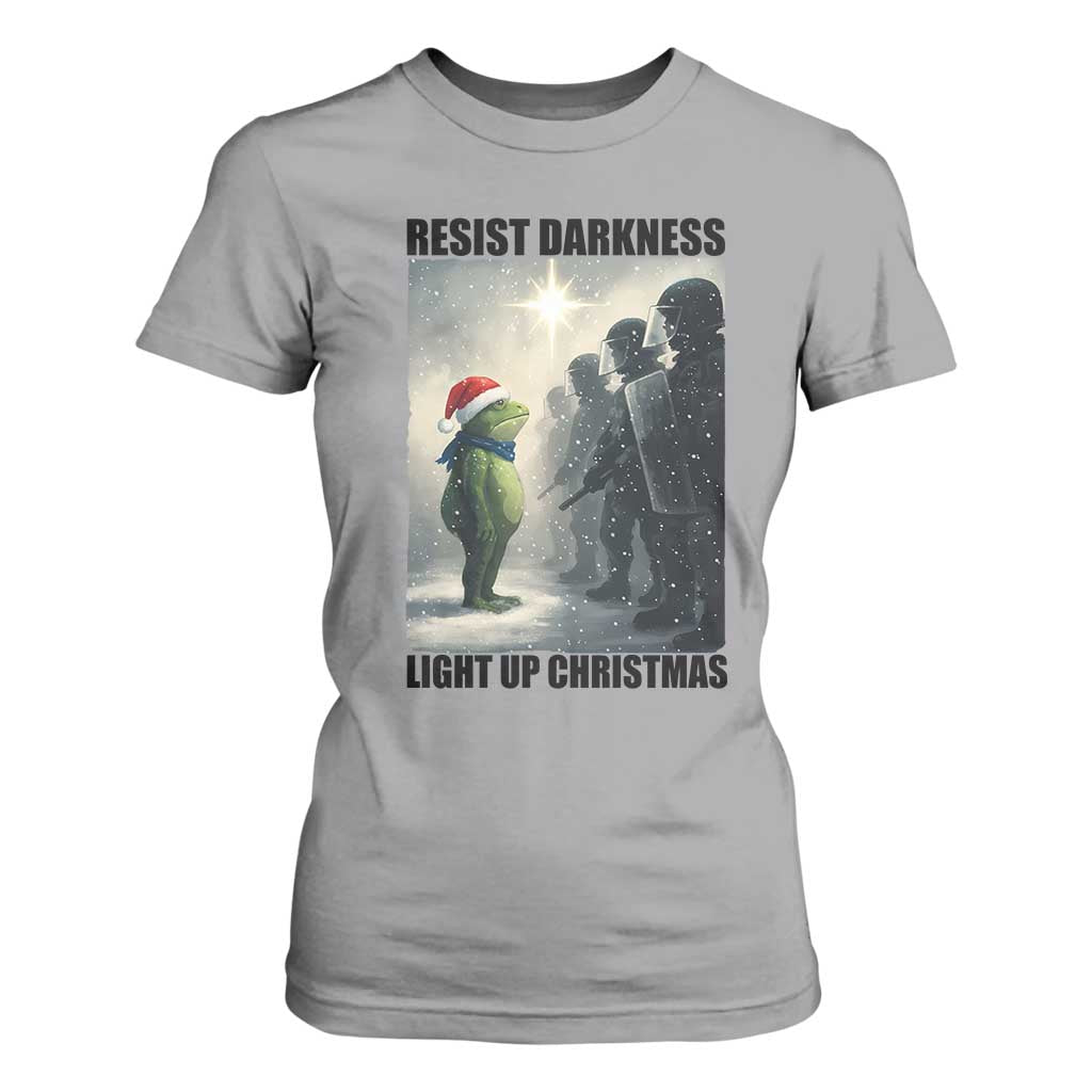 Frogs Resist Christmas T Shirt For Women Funny Portland Protest ICE Activist Meme TS14 Sport Gray Print Your Wear