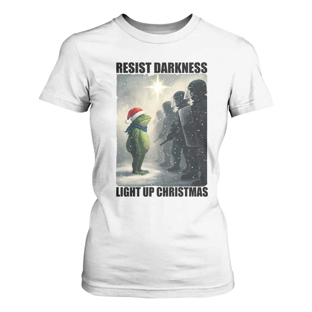 Frogs Resist Christmas T Shirt For Women Funny Portland Protest ICE Activist Meme TS14 White Print Your Wear