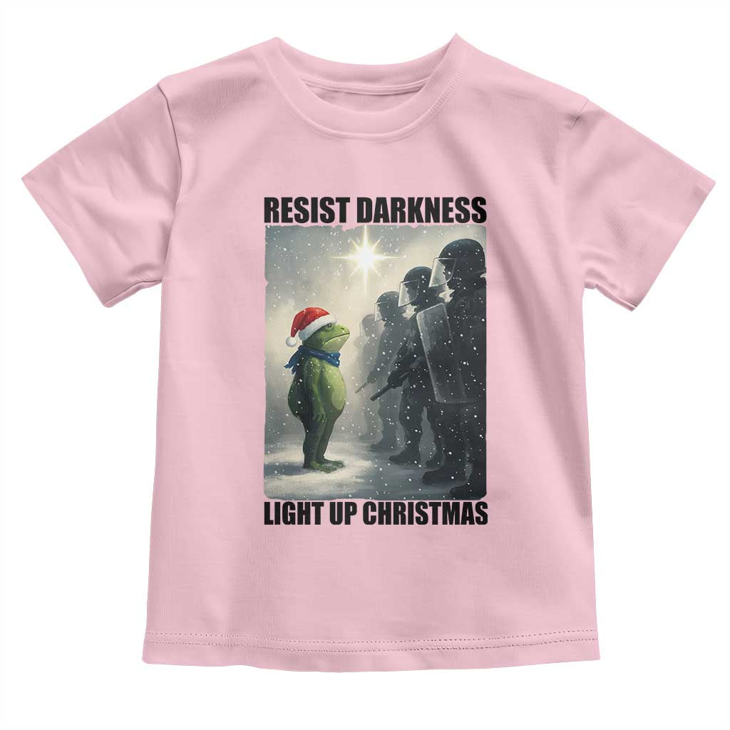 Frogs Resist Christmas Toddler T Shirt Funny Portland Protest ICE Activist Meme TS14 Light Pink Print Your Wear