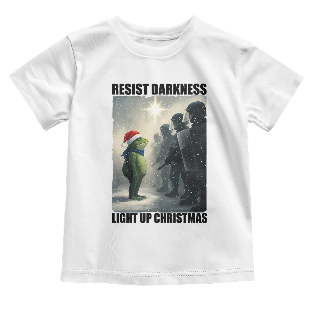 Frogs Resist Christmas Toddler T Shirt Funny Portland Protest ICE Activist Meme TS14 White Print Your Wear