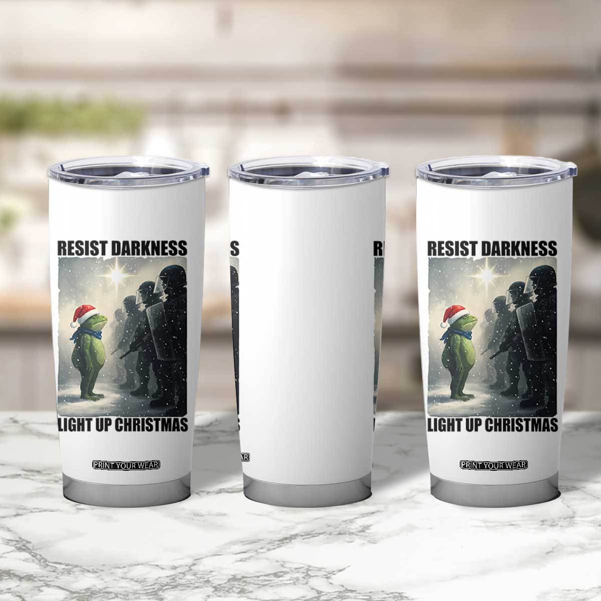 Frogs Resist Christmas Tumbler Cup Funny Portland Protest ICE Activist Meme TS14 Print Your Wear