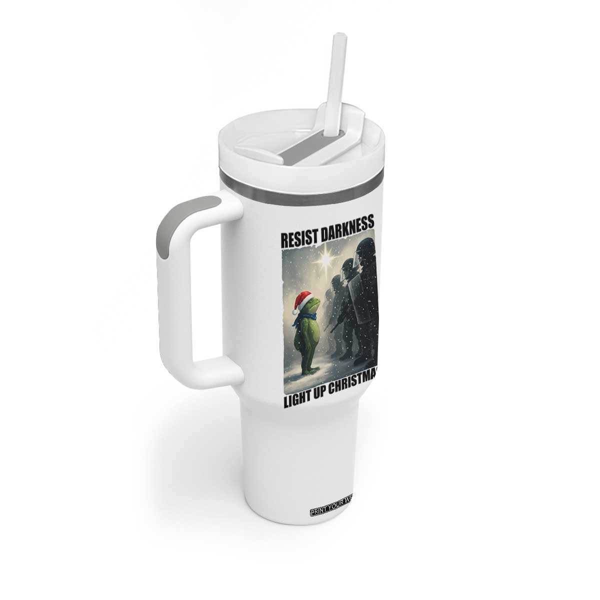 Frogs Resist Christmas Tumbler With Handle Funny Portland Protest ICE Activist Meme TS14 Print Your Wear