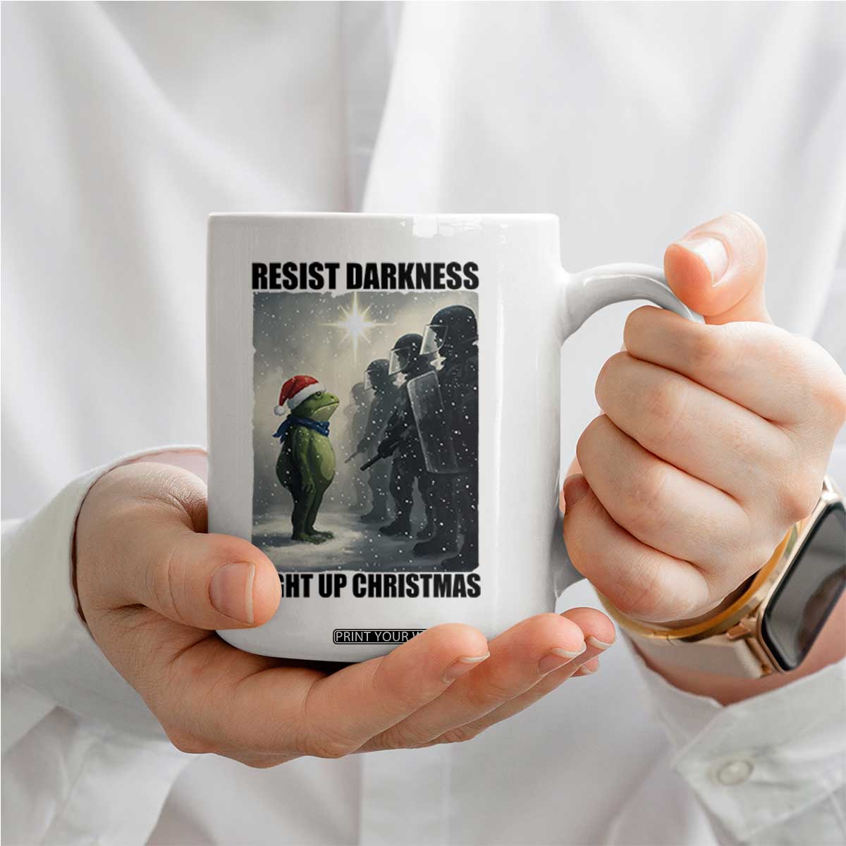 Frogs Resist Christmas Coffee Mug Funny Portland Protest ICE Activist Meme TS14 Print Your Wear