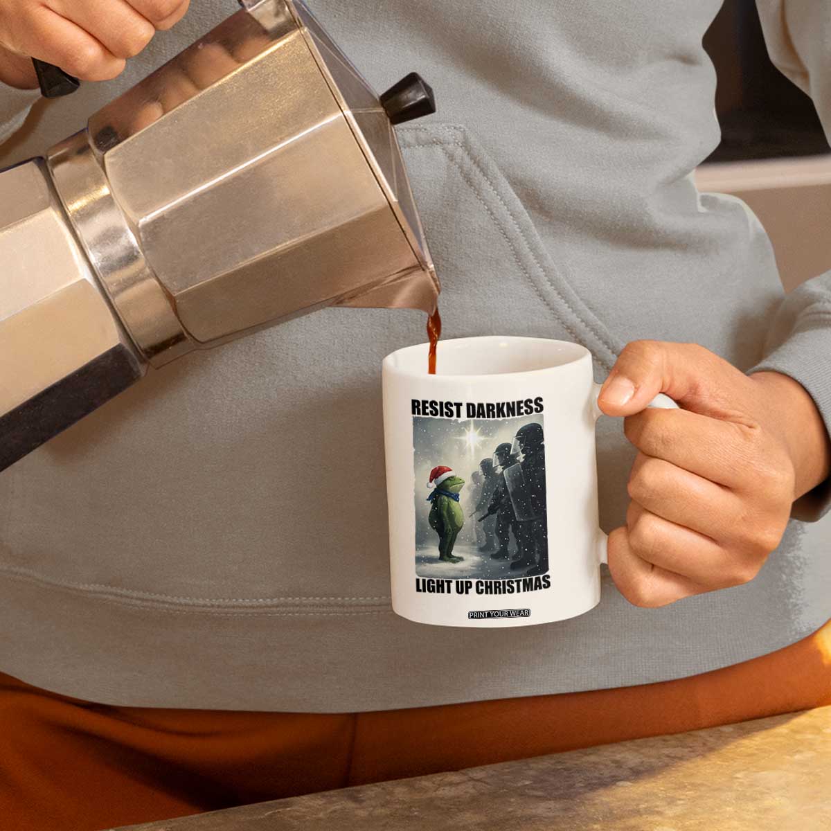 Frogs Resist Christmas Coffee Mug Funny Portland Protest ICE Activist Meme TS14 Print Your Wear