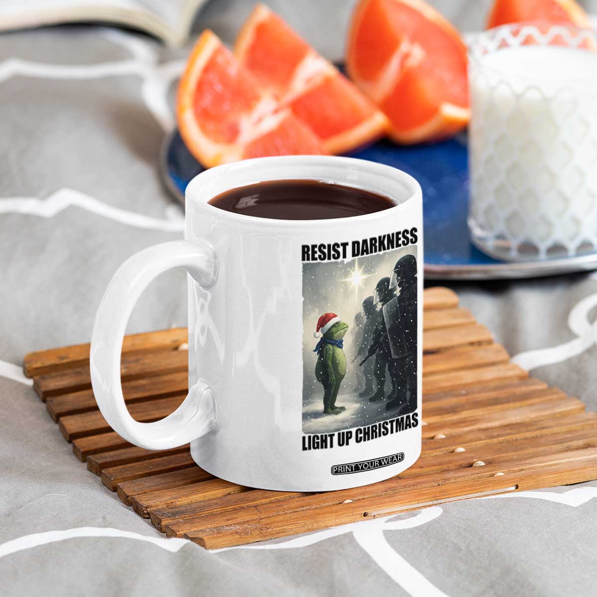 Frogs Resist Christmas Coffee Mug Funny Portland Protest ICE Activist Meme TS14 Print Your Wear