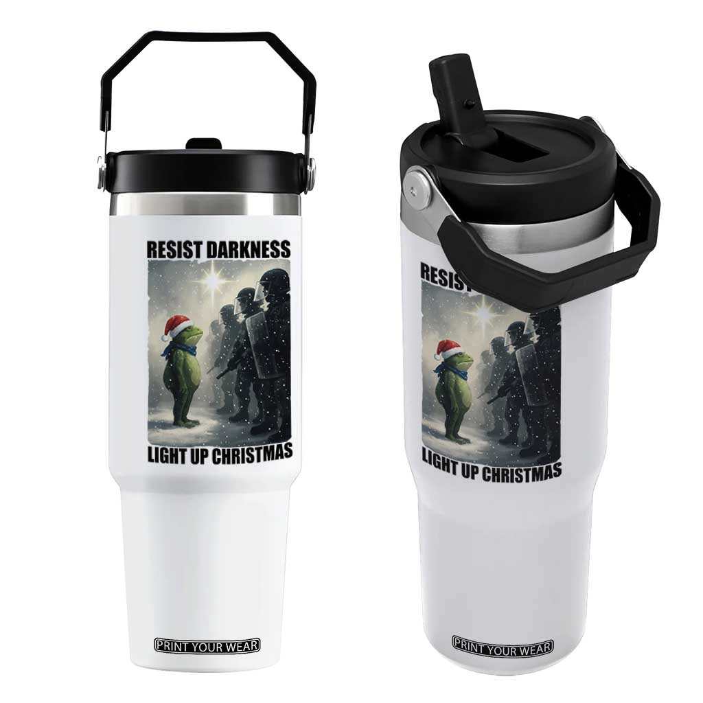 Frogs Resist Christmas Flip Straw Tumbler Funny Portland Protest ICE Activist Meme TS14 One Size: 30 oz White Print Your Wear