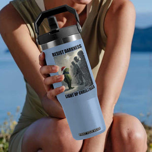 Frogs Resist Christmas Flip Straw Tumbler Funny Portland Protest ICE Activist Meme TS14 One Size: 30 oz Light Blue Print Your Wear