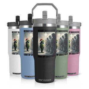 Frogs Resist Christmas Flip Straw Tumbler Funny Portland Protest ICE Activist Meme TS14 Print Your Wear