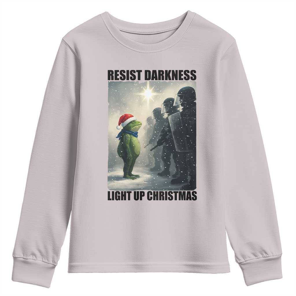 Frogs Resist Christmas Youth Sweatshirt Funny Portland Protest ICE Activist Meme TS14 Ice Gray Print Your Wear