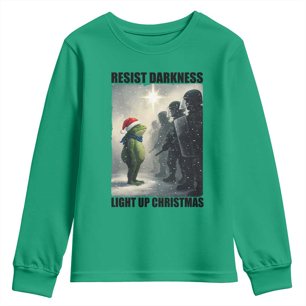 Frogs Resist Christmas Youth Sweatshirt Funny Portland Protest ICE Activist Meme TS14 Irish Green Print Your Wear