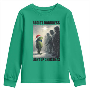 Frogs Resist Christmas Youth Sweatshirt Funny Portland Protest ICE Activist Meme TS14 Irish Green Print Your Wear