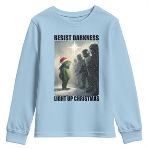 Frogs Resist Christmas Youth Sweatshirt Funny Portland Protest ICE Activist Meme TS14 Light Blue Print Your Wear