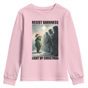Frogs Resist Christmas Youth Sweatshirt Funny Portland Protest ICE Activist Meme TS14 Light Pink Print Your Wear