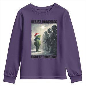Frogs Resist Christmas Youth Sweatshirt Funny Portland Protest ICE Activist Meme TS14 Purple Print Your Wear