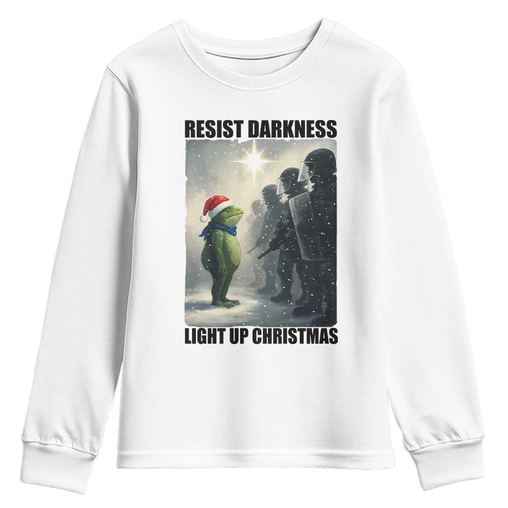 Frogs Resist Christmas Youth Sweatshirt Funny Portland Protest ICE Activist Meme TS14 White Print Your Wear