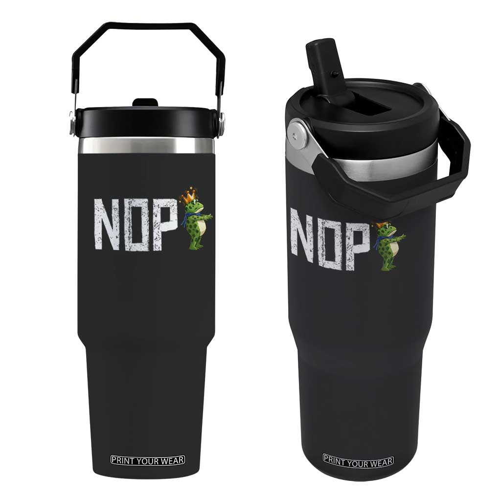 Frogs Resist Flip Straw Tumbler No Kings In America Political 2025 TS14 One Size: 30 oz Black Print Your Wear