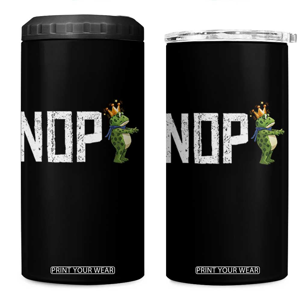 Frogs Resist 4 in 1 Can Cooler Tumbler No Kings In America Political 2025 TS14 One Size: 16 oz Black Print Your Wear
