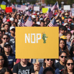 Frogs Resist Protest Sign No Kings In America Political 2025 TS14 Horizontal 18" × 24" Yellow Print Your Wear