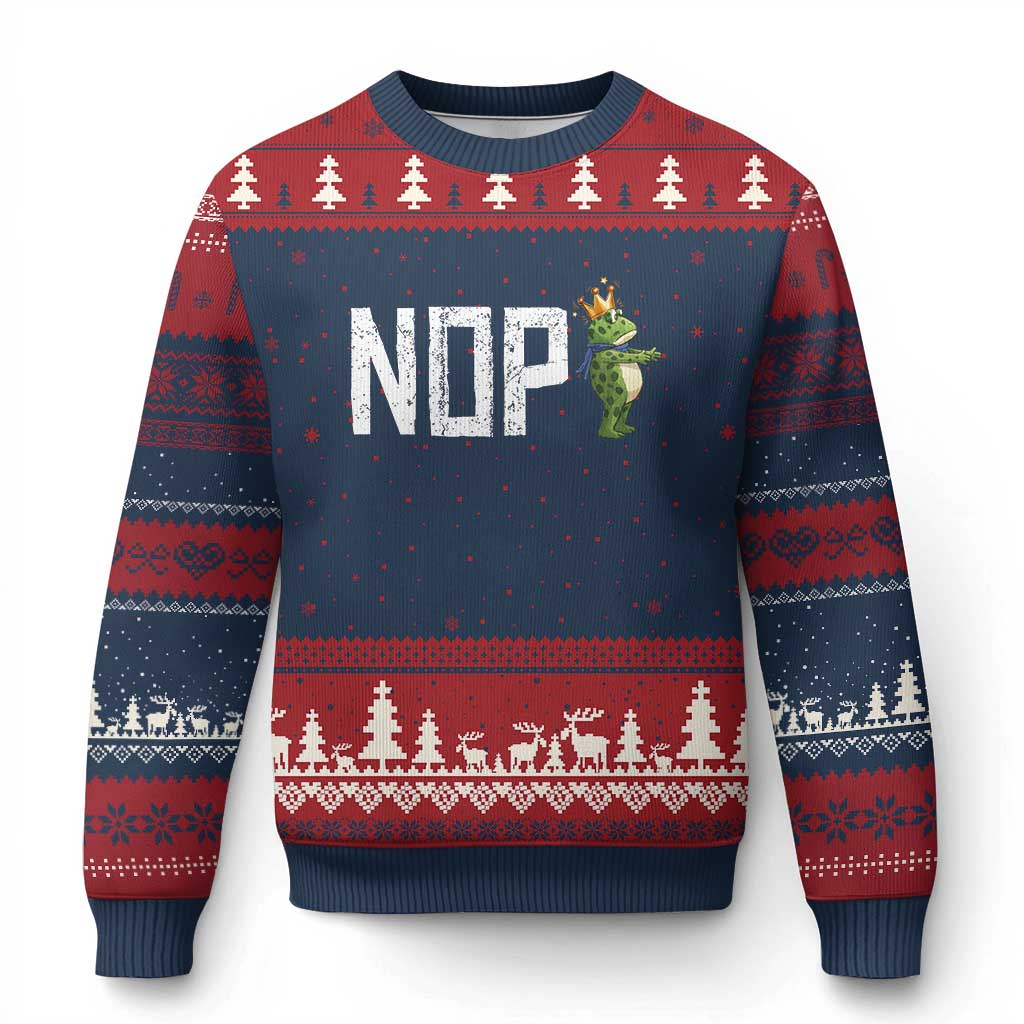 Frogs Resist Ugly Christmas Sweater No Kings In America Political 2025 TS14 Navy Red Print Your Wear