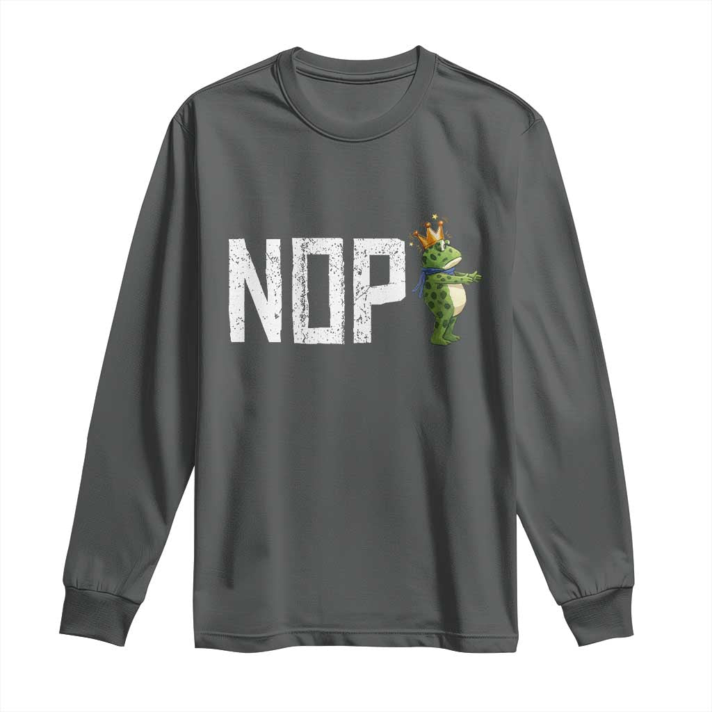 Frogs Resist Long Sleeve Shirt No Kings In America Political 2025 TS14 Dark Heather Print Your Wear