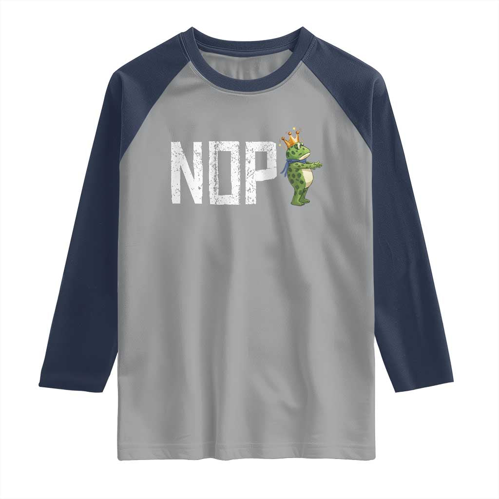 Frogs Resist Raglan Shirt No Kings In America Political 2025 TS14 Sport Gray Navy Print Your Wear