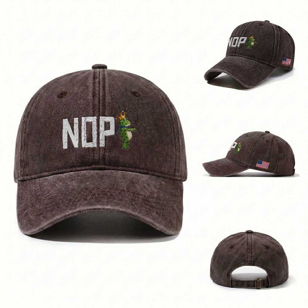 Frogs Resist Washed Cotton Baseball Cap No Kings In America Political 2025 TS14 Washed Cap Universal Fit Dark Brown Print Your Wear