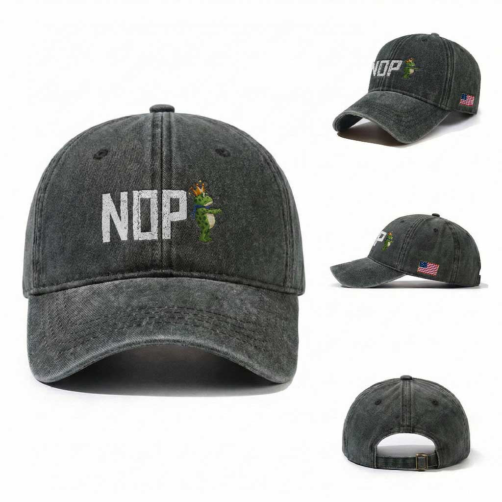 Frogs Resist Washed Cotton Baseball Cap No Kings In America Political 2025 TS14 Washed Cap Universal Fit Dark Green Print Your Wear