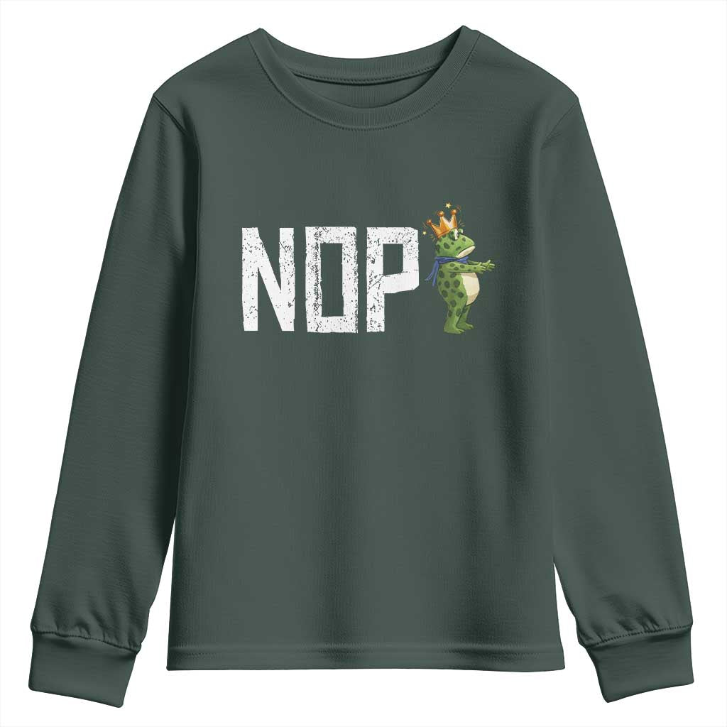 Frogs Resist Youth Sweatshirt No Kings In America Political 2025 TS14 Dark Forest Green Print Your Wear