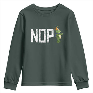 Frogs Resist Youth Sweatshirt No Kings In America Political 2025 TS14 Dark Forest Green Print Your Wear