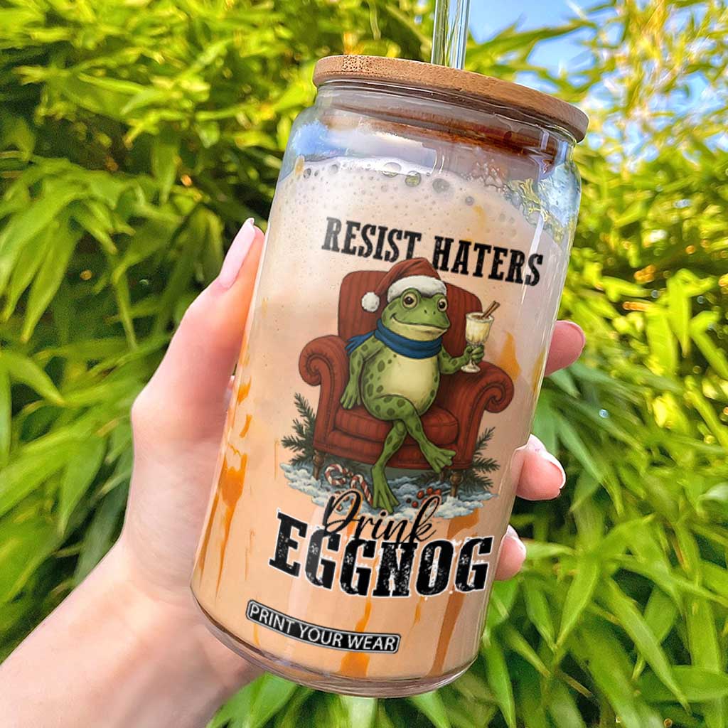 Frogs Resist Christmas Glass Can Portland Frog Activist America Political 2025 TS14 White Print Your Wear