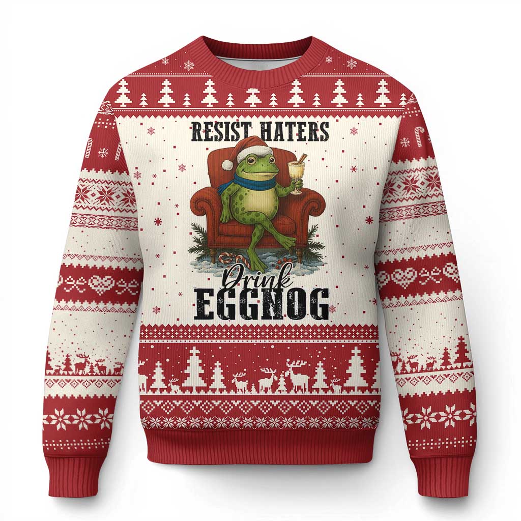 Frogs Resist Xmas Ugly Christmas Sweater Portland Frog Activist America Political 2025 TS14 Beige Red Print Your Wear