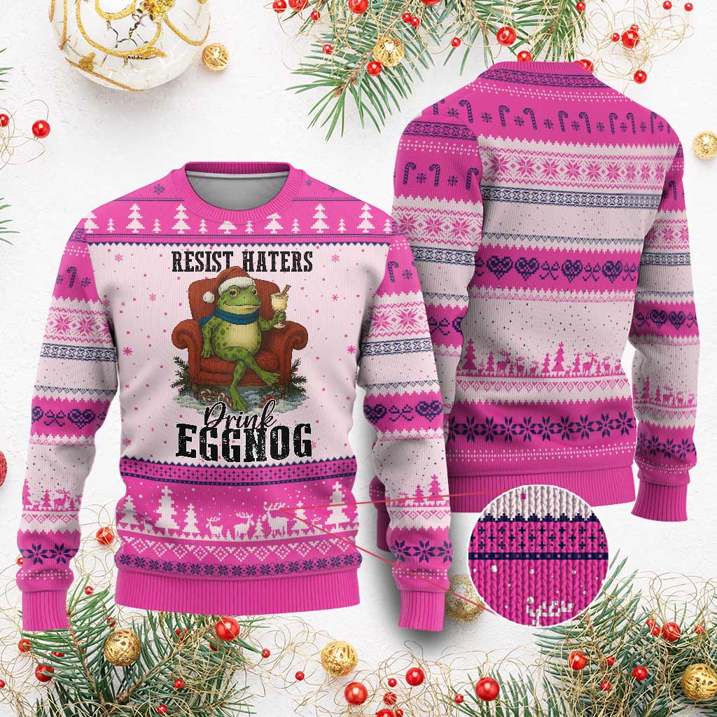 Frogs Resist Xmas Ugly Christmas Sweater Portland Frog Activist America Political 2025 TS14 Hot Pink Print Your Wear