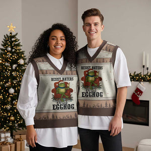 Frogs Resist Xmas V-Neck Knit Sweater Vest Portland Frog Activist America Political 2025 - Print Your Wear