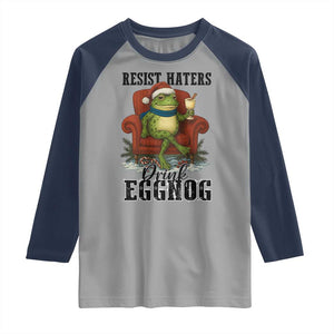 Frogs Resist Christmas Raglan Shirt Portland Frog Activist America Political 2025 TS14 Sport Gray Navy Print Your Wear