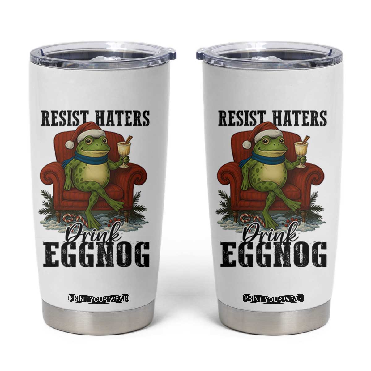 Frogs Resist Christmas Tumbler Cup Portland Frog Activist America Political 2025 TS14 White Print Your Wear