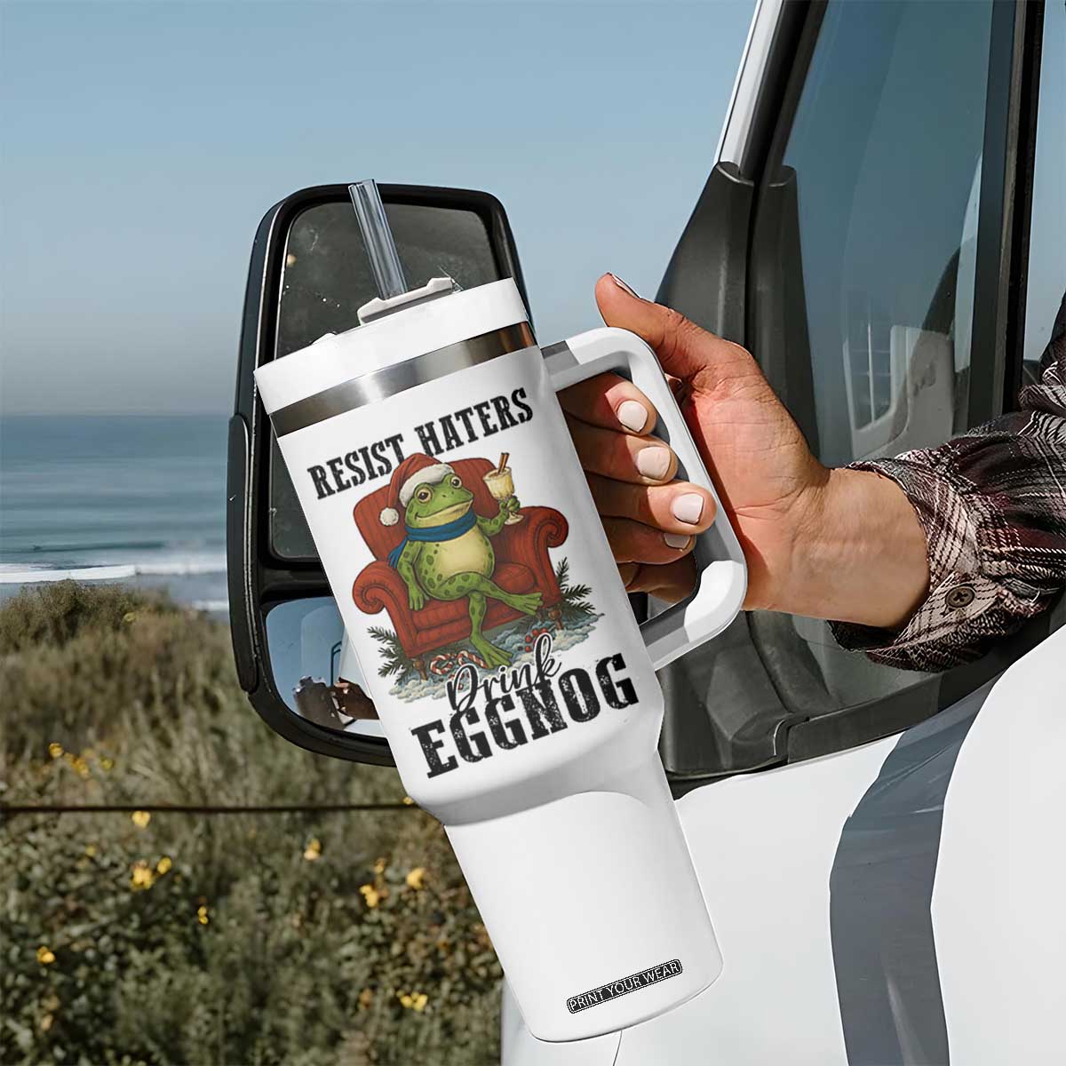 Frogs Resist Christmas Tumbler With Handle Portland Frog Activist America Political 2025 TS14 Print Your Wear