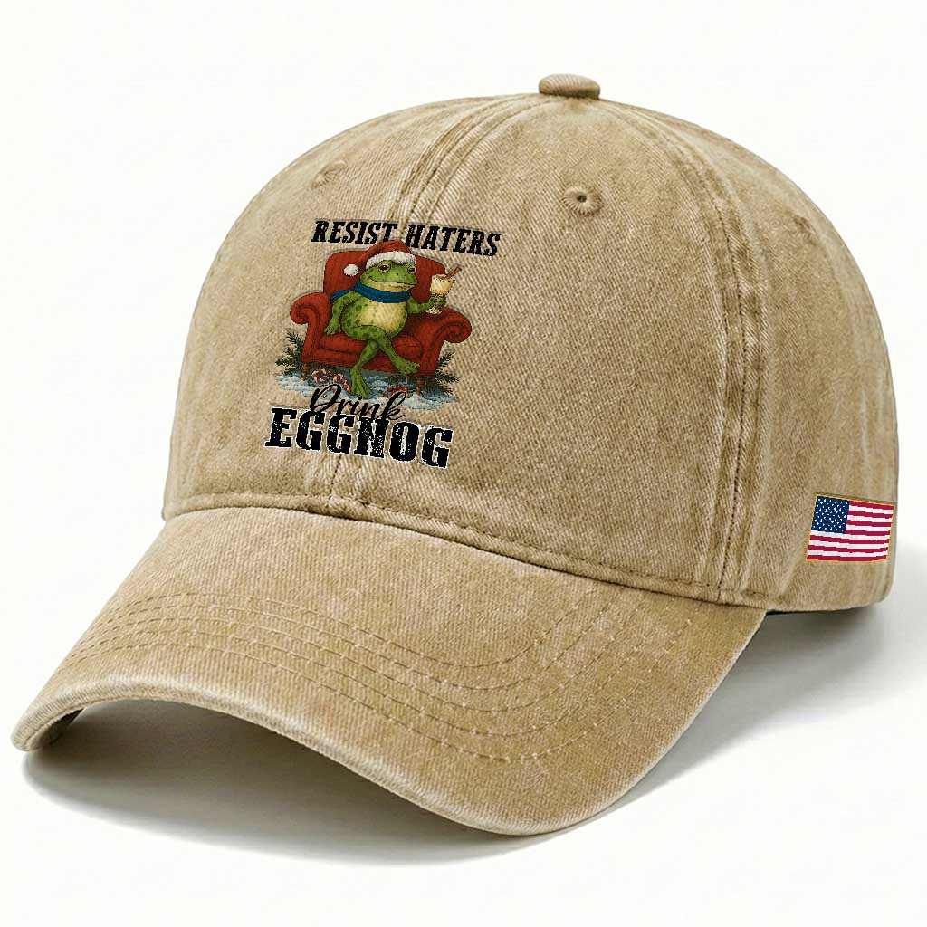 Frogs Resist Christmas Washed Cotton Baseball Cap Portland Frog Activist America Political 2025 TS14 Print Your Wear