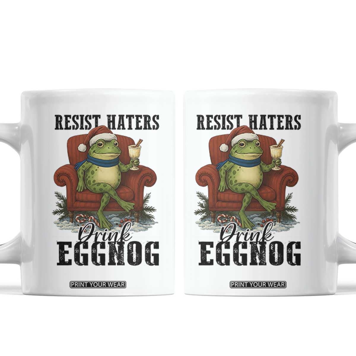 Frogs Resist Christmas Coffee Mug Portland Frog Activist America Political 2025 TS14 White Print Your Wear