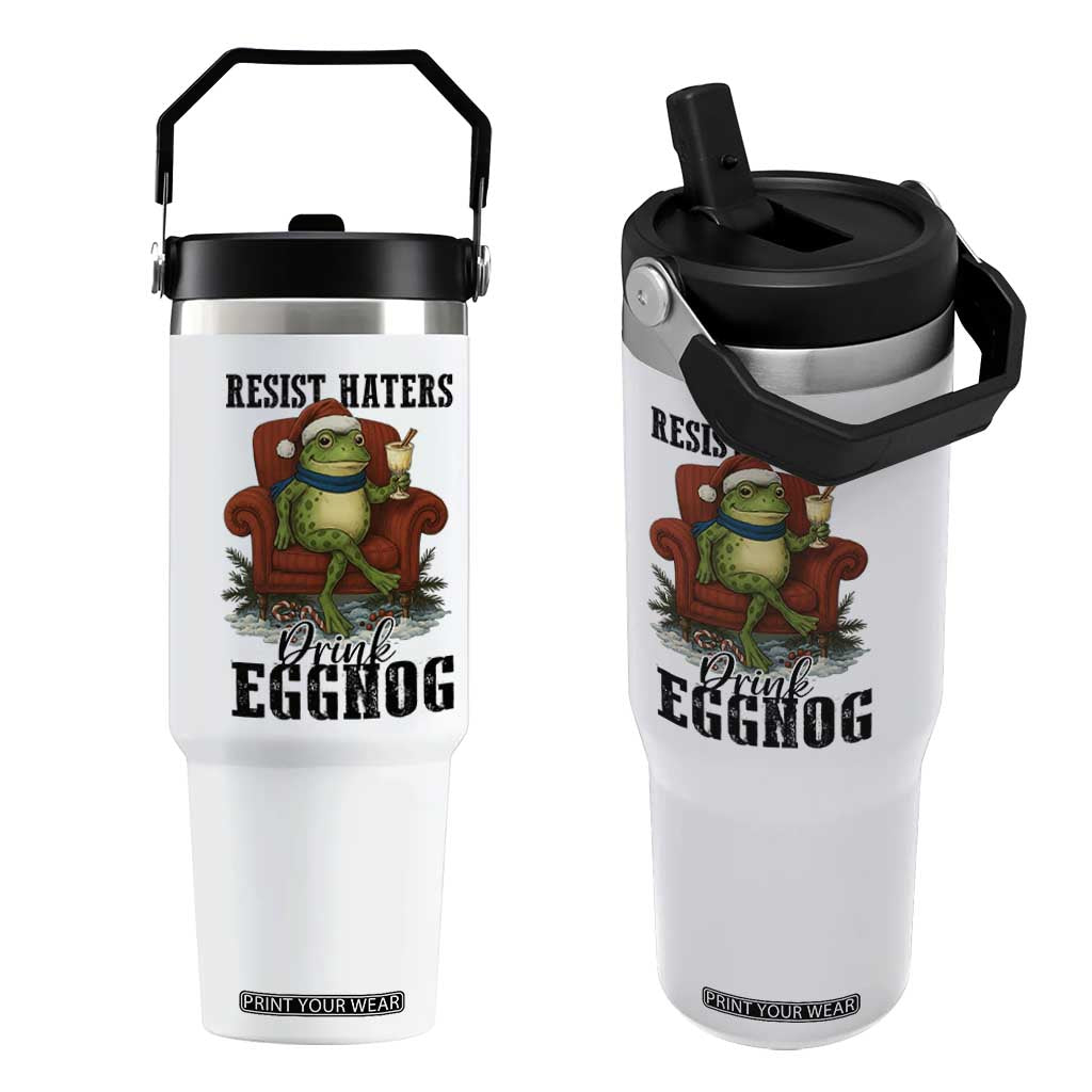Frogs Resist Christmas Flip Straw Tumbler Portland Frog Activist America Political 2025 TS14 One Size: 30 oz White Print Your Wear