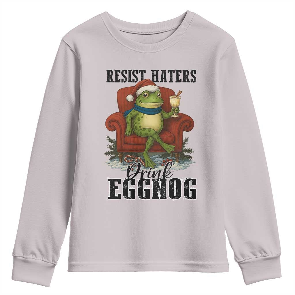 Frogs Resist Christmas Youth Sweatshirt Portland Frog Activist America Political 2025 TS14 Ice Gray Print Your Wear