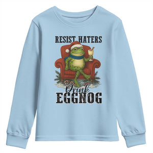 Frogs Resist Christmas Youth Sweatshirt Portland Frog Activist America Political 2025 TS14 Light Blue Print Your Wear