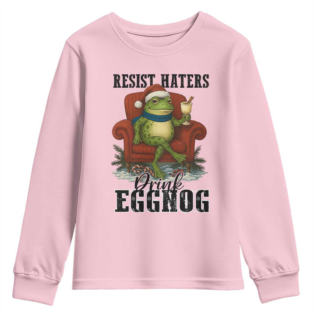 Frogs Resist Christmas Youth Sweatshirt Portland Frog Activist America Political 2025 TS14 Light Pink Print Your Wear