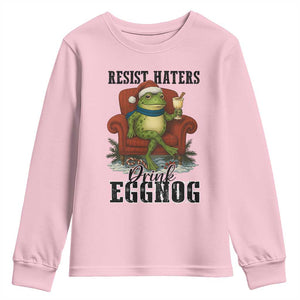 Frogs Resist Christmas Youth Sweatshirt Portland Frog Activist America Political 2025 TS14 Light Pink Print Your Wear