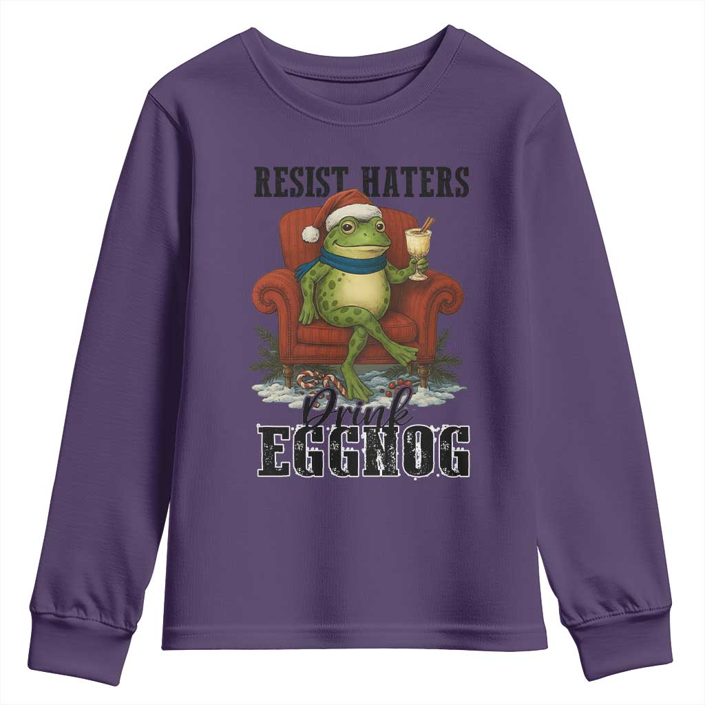 Frogs Resist Christmas Youth Sweatshirt Portland Frog Activist America Political 2025 TS14 Purple Print Your Wear