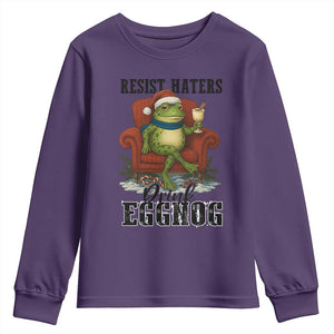 Frogs Resist Christmas Youth Sweatshirt Portland Frog Activist America Political 2025 TS14 Purple Print Your Wear