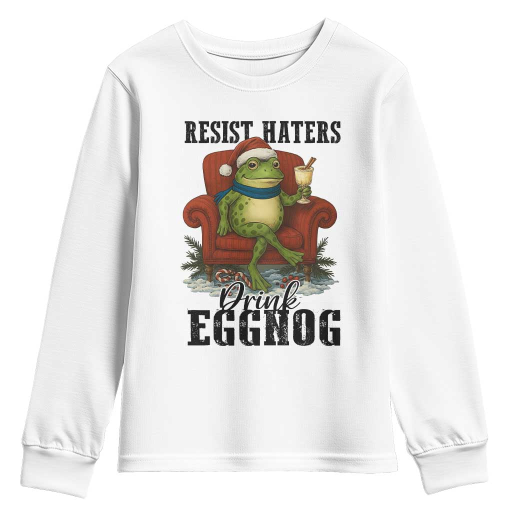 Frogs Resist Christmas Youth Sweatshirt Portland Frog Activist America Political 2025 TS14 White Print Your Wear